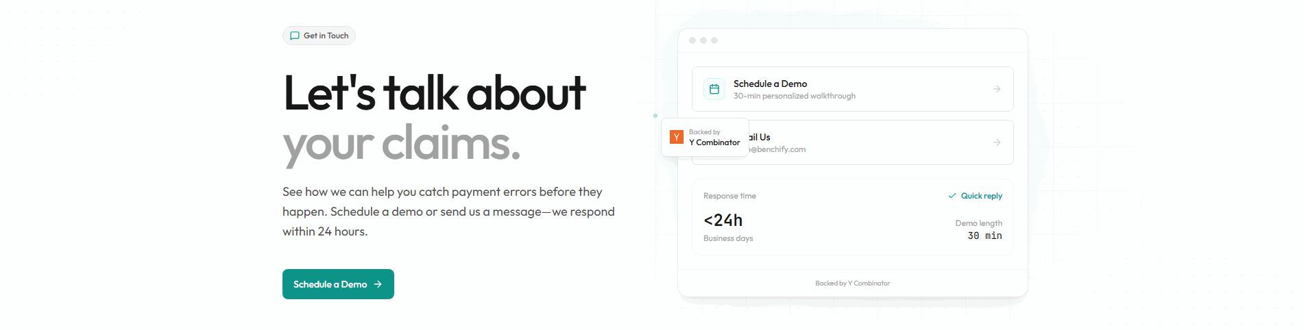 Benchify cta section