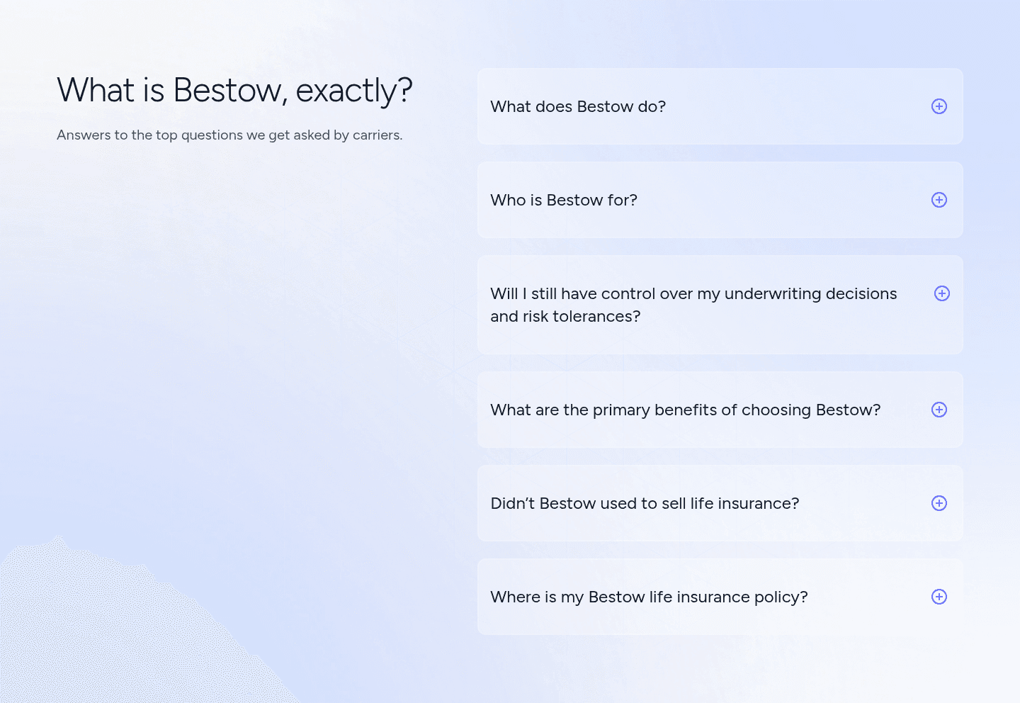 Bestow faq section
