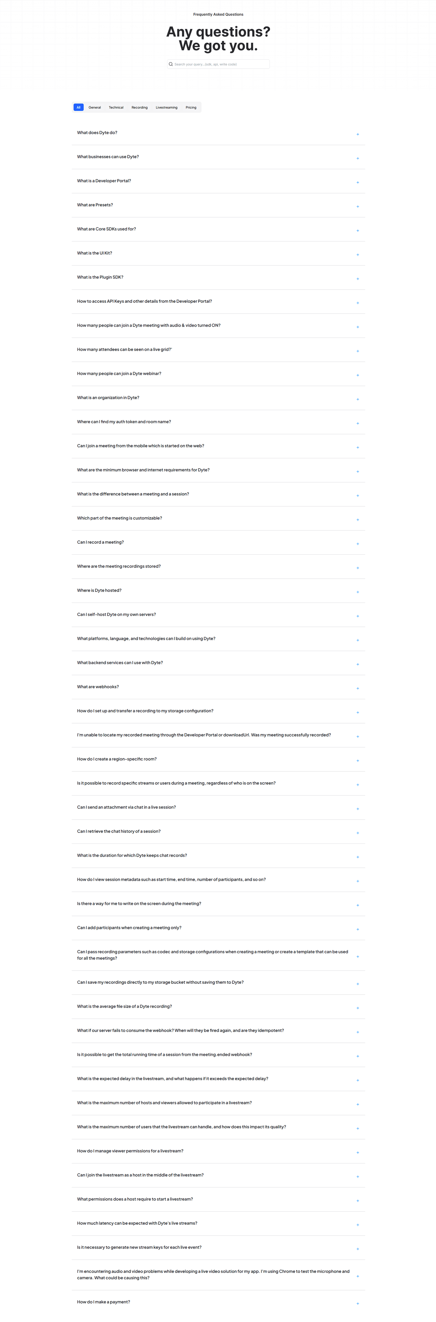 Dyte Faq section