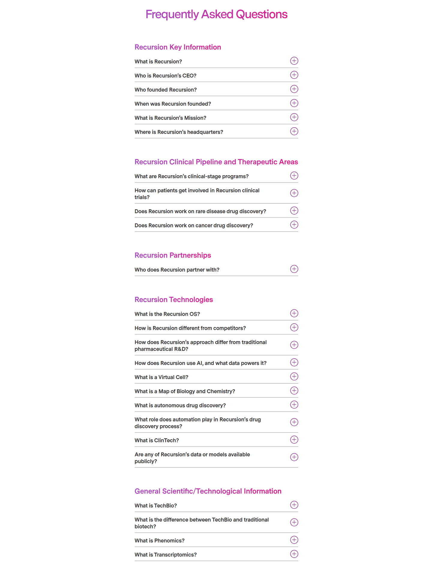 Recursion faq section