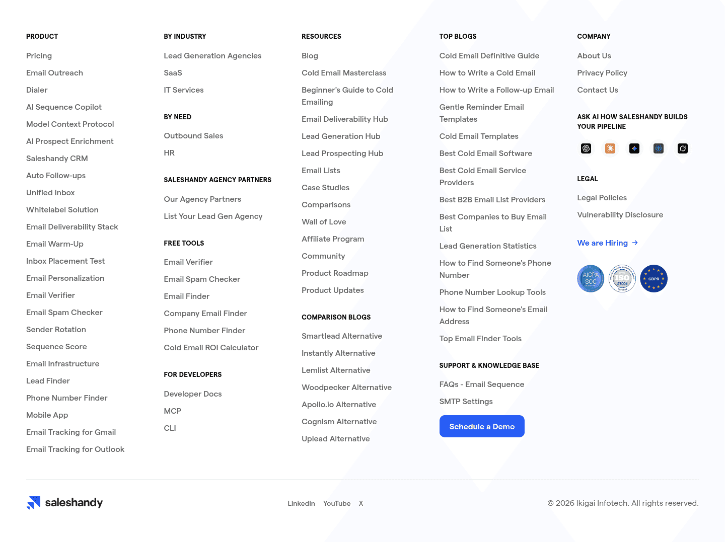 Saleshandy Footer
