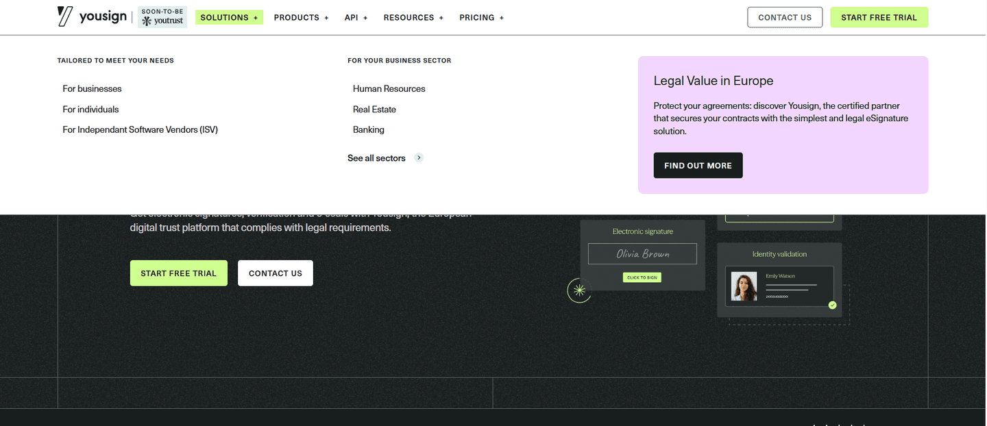Yousign Navbar
