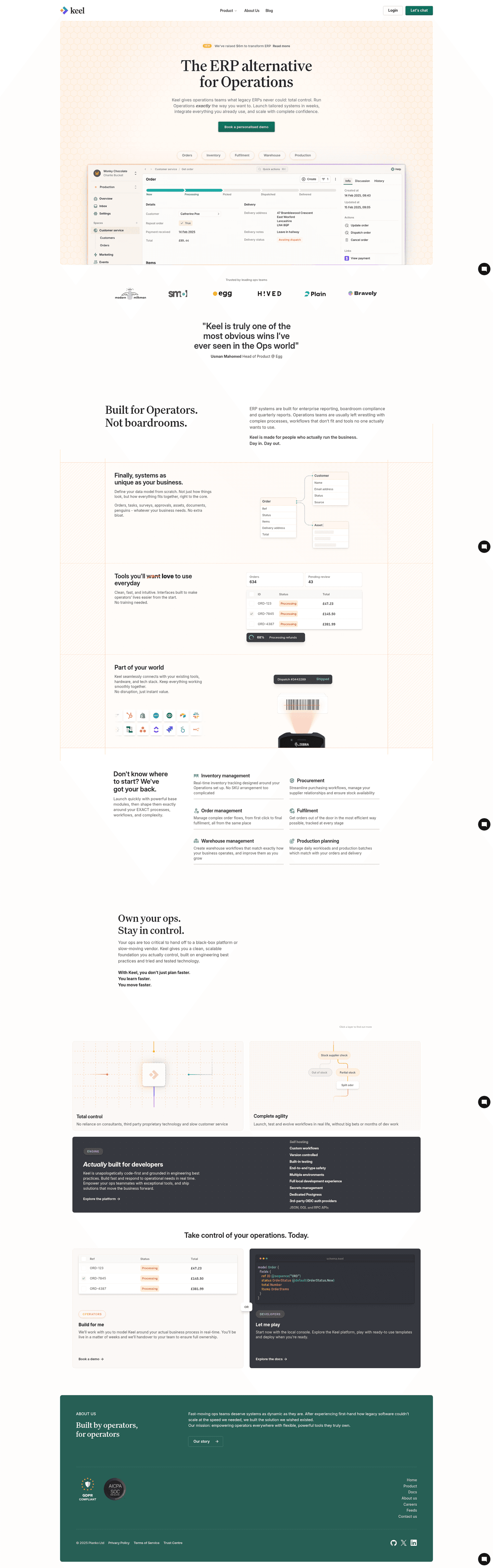 Keel landing page