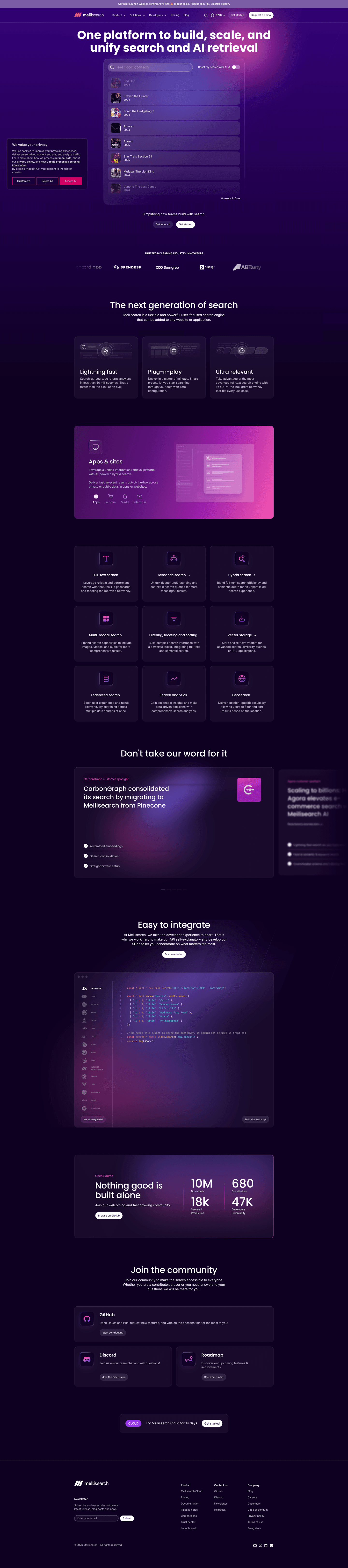 Top Open Source landing page example