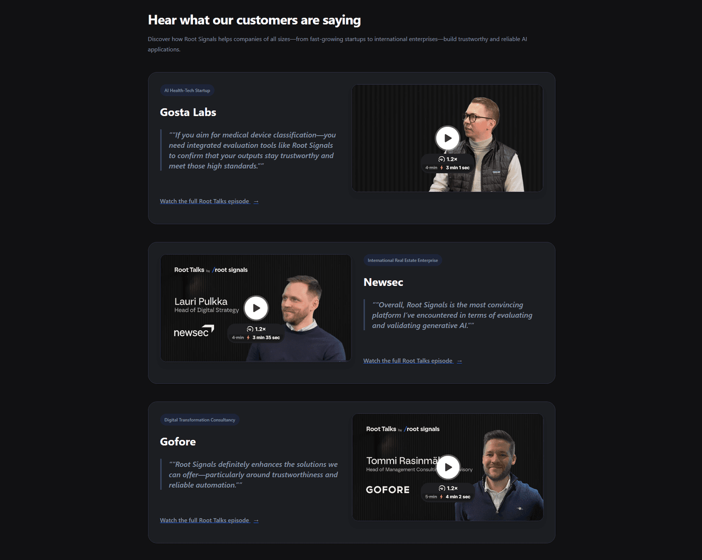Root Signals Testimonial