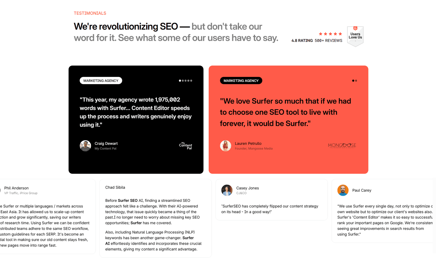 Surfer SEO Testimonial